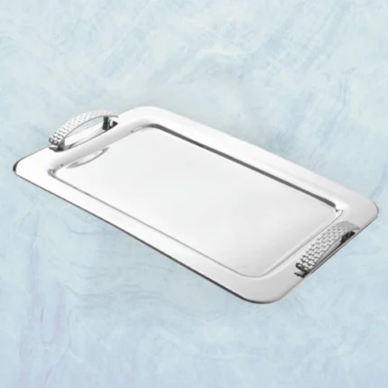 Ασημί Δίσκος Γάμου με Λαβές – Κομψός Διακοσμητικός Δίσκος Γάμου