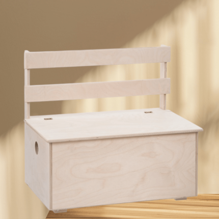 Ξύλινο Κουτί Βάπτισης – Παγκάκι σε Φυσικό Χρώμα Ξύλου, Αστόλιστο