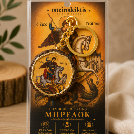 Χειροποίητο Ξύλινο Μπρελόκ Αγίου Γεωργίου